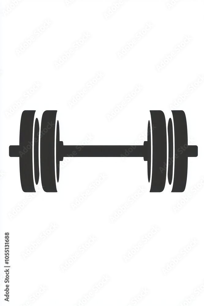 Simplified glyph icon of a barbell, representing modern weightlifting equipment. Simplified glyph icon of a barbell, representing modern weightlifting equipment.