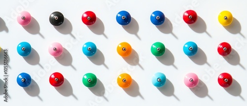 A minimalist whiteboard with colorful push pins arranged in a grid pattern