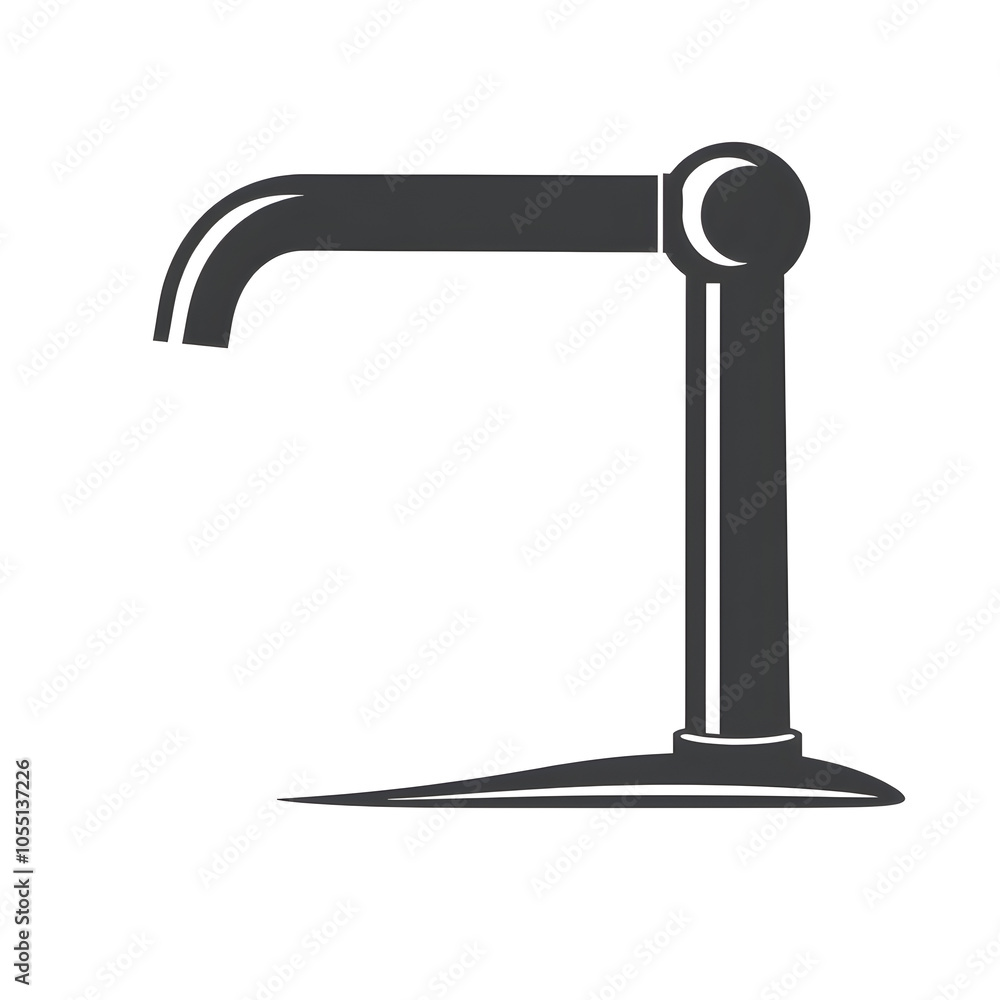 water faucet tap black icon isolated on white. Generative AI water faucet tap black icon isolated on white. Generative AI