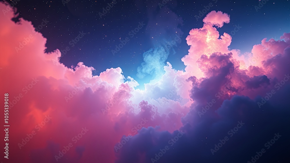 Colorful Clouds Under Starry Sky at Night Colorful Clouds Under Starry Sky at Night