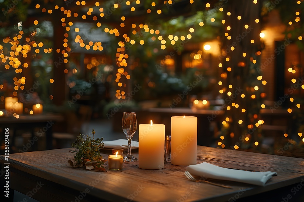 Autumn table with harvest decor and candles Autumn table with harvest decor and candles