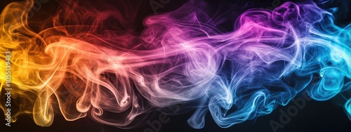 colorful rays smoke with black background