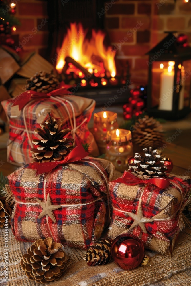 Fototapeta premium Festive close up of a table adorned with christmas cards ready for loved ones in a modern room