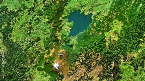 4K Taupo Lake in New Zealand Map, High Resolution Satellite View With No Border, Widescreen 4K Resolution