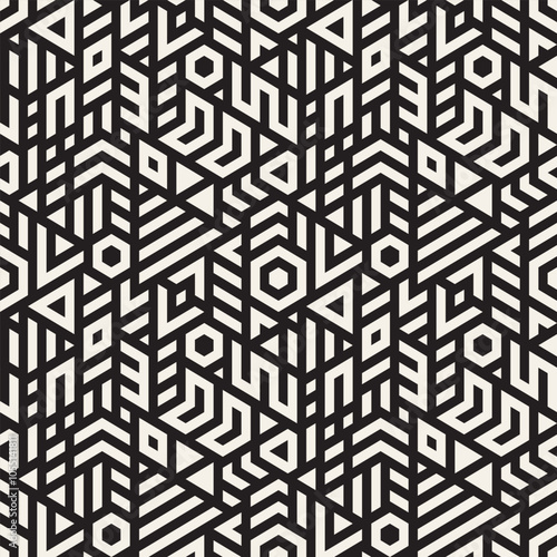 Vector seamless geometric pattern. Irregular lines abstract background. Composition from randomly disposed elements.