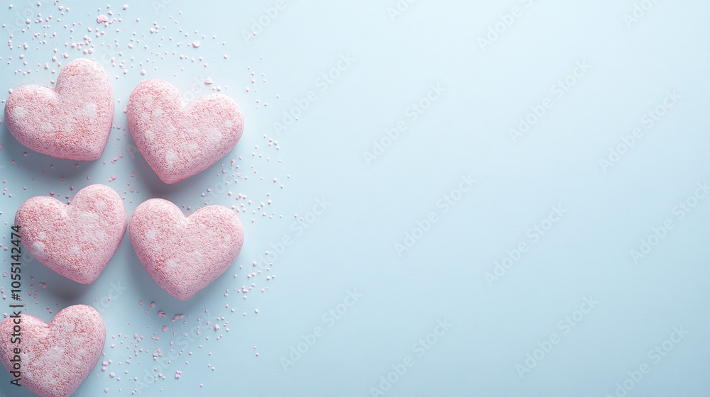 Obraz premium Pink Hearts on Pastel Background: Romantic Valentine's Day Decor