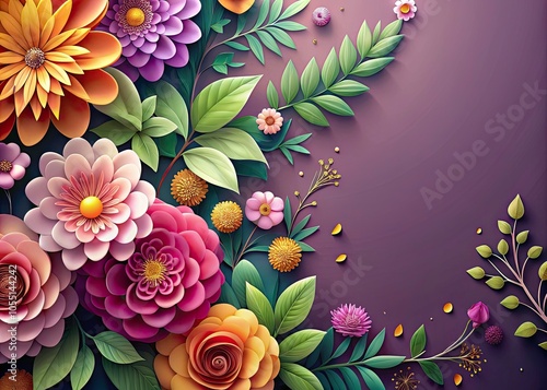 Beautiful 3D Wallpaper with Vibrant Flowers for Home Decor - Floral Patterns, Nature Inspired, Colorful Background, Aesthetic Design, Wall Art, Interior Decoration, Modern Style, Relaxing Ambiance
