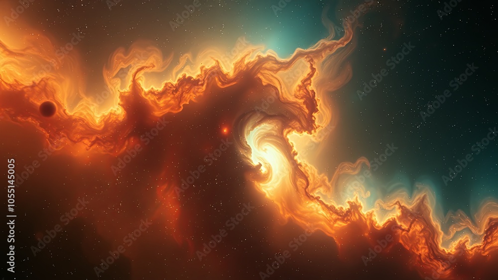 Vibrant Cosmic Swirls in Orange and Blue Hues Vibrant Cosmic Swirls in Orange and Blue Hues
