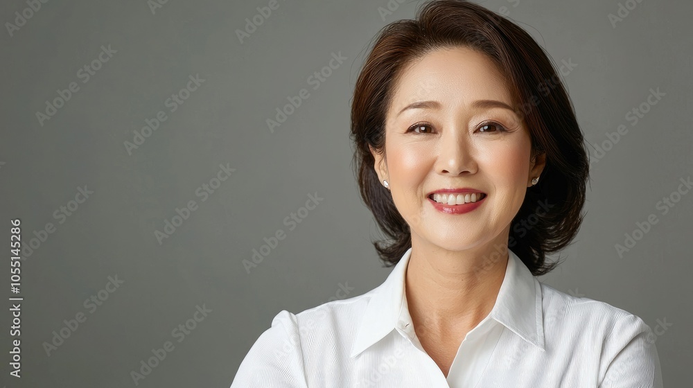 Happy Elderly Asian Woman with Light Skin Smiling Happy Elderly Asian Woman with Light Skin Smiling