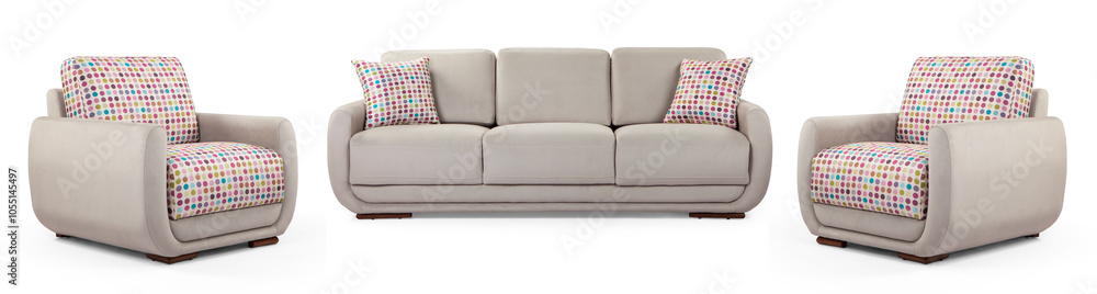 Fototapeta premium furniture set isolated on white background .sofa and armchair