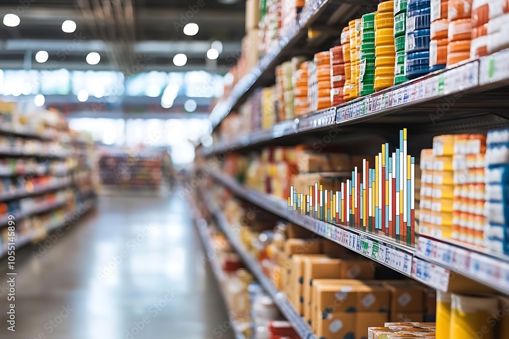 Supermarket Aisle with Sales Data Supermarket Aisle with Sales Data