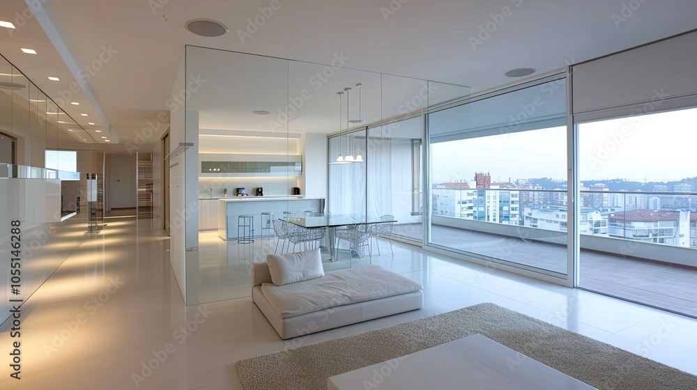 Minimalist apartment with sleek lines and open space Minimalist apartment with sleek lines and open space