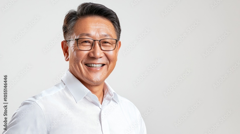 Smiling Asian Man in Business Casual Attire Smiling Asian Man in Business Casual Attire