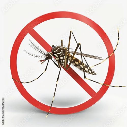 mosquito on red with waves with White Background.