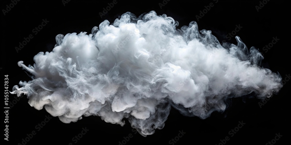white smoke cloud isolated on black background Macro white smoke cloud isolated on black background Macro