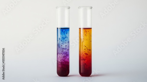 Two test tubes with blood on a white background, ideal for medical and laboratory visuals 