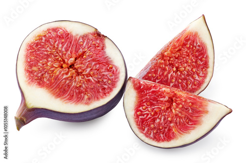 sliced figs fruit isolated on white background. clipping path