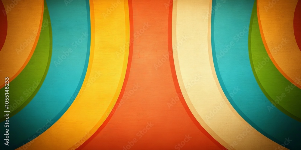 Obraz premium Retro Wavy Pattern: Abstract Vintage Background with Stripes and Grunge Texture