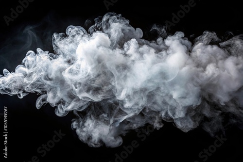 White smoke spreading on black background, smoke explosion, point of view