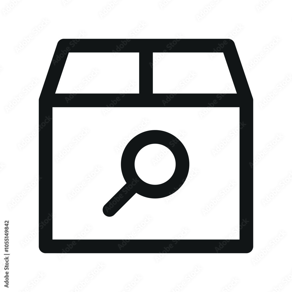 Parcel search UI icon, package search simple line user interface vector symbol Parcel search UI icon, package search simple line user interface vector symbol