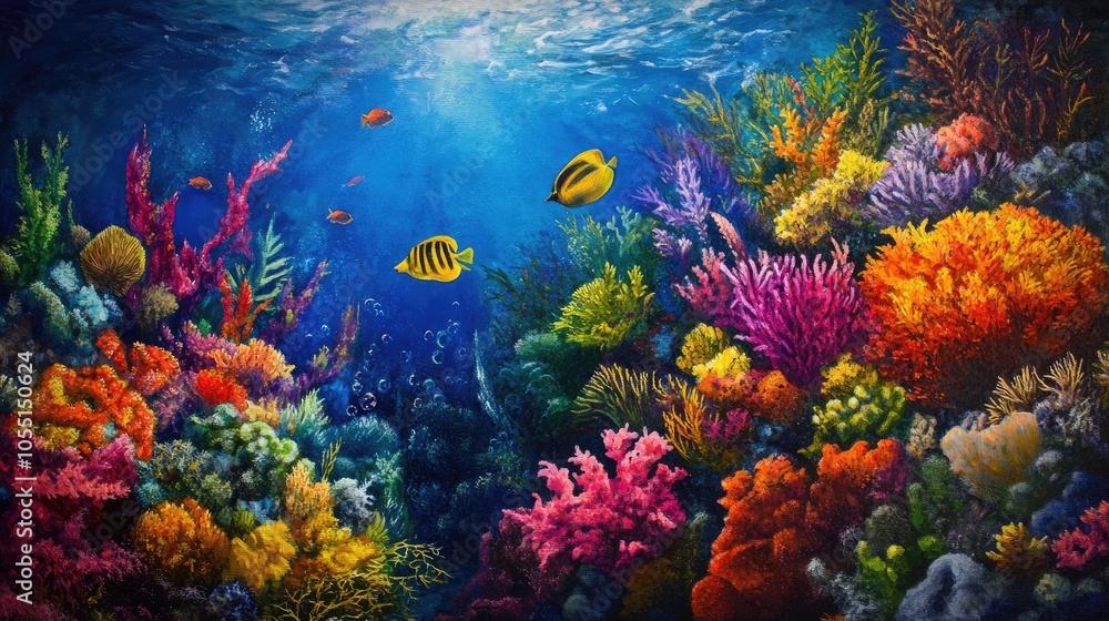 Naklejka premium Vibrant Underwater Coral Reef