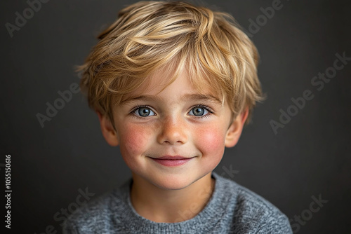 portrait of an white little boy with a smile