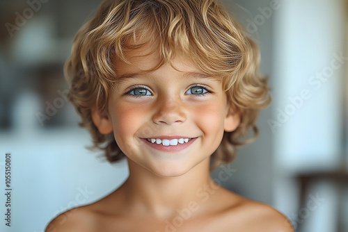 portrait of an white little boy with a smile