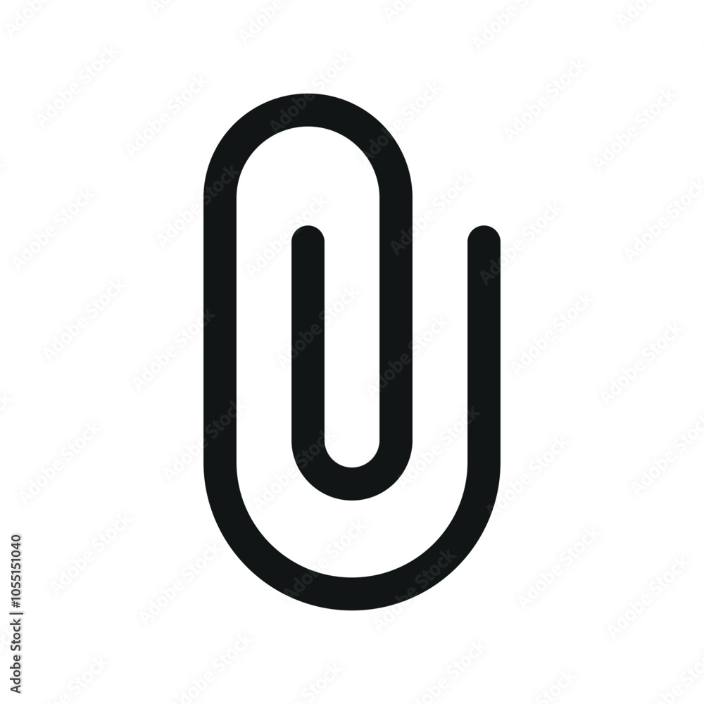 Paper clip UI icon, attach file simple line user interface vector symbol Paper clip UI icon, attach file simple line user interface vector symbol