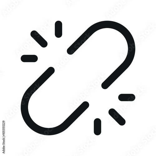 Unlink UI icon, broken link simple line user interface vector symbol