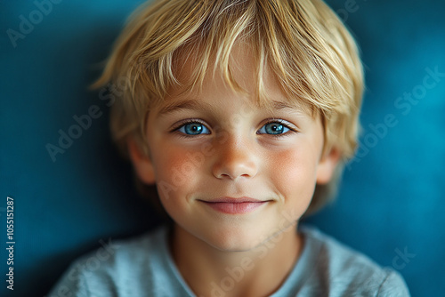 portrait of an white little boy with a smile