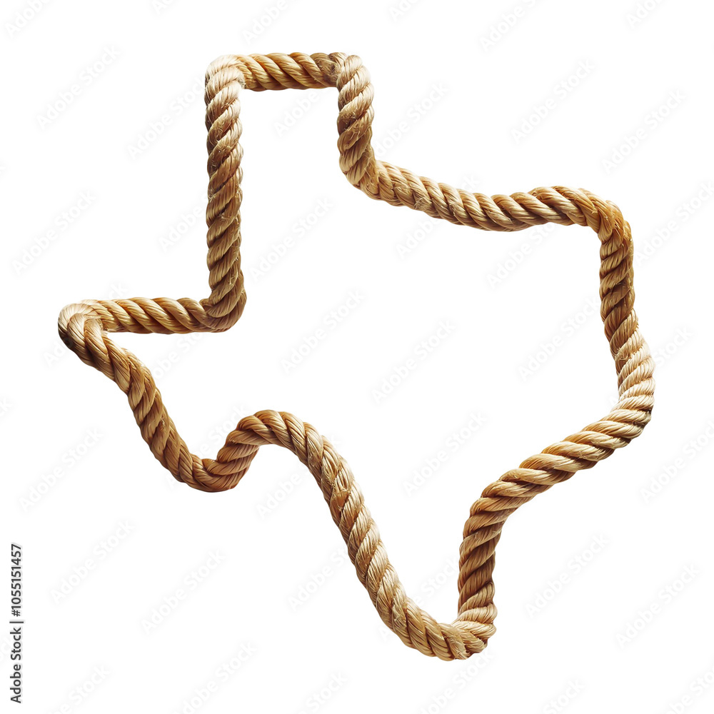 Naklejka premium A decorative design of a texas map formed from rope, cowboy western concept elements.