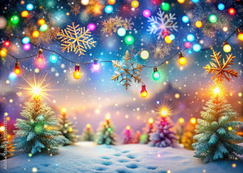 Colorful Snowflakes and Shimmering Particles Create a Festive Winter Background for Holiday Celebrations and Seasonal Decorations with a Touch of Magic and Joy Colorful Snowflakes and Shimmering Particles Create a Festive Winter Background for Holiday Celebrations and Seasonal Decorations with a Touch of Magic and Joy