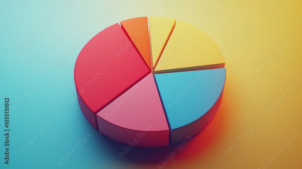 Colorful 3D Pie Chart on Gradient Background Colorful 3D Pie Chart on Gradient Background
