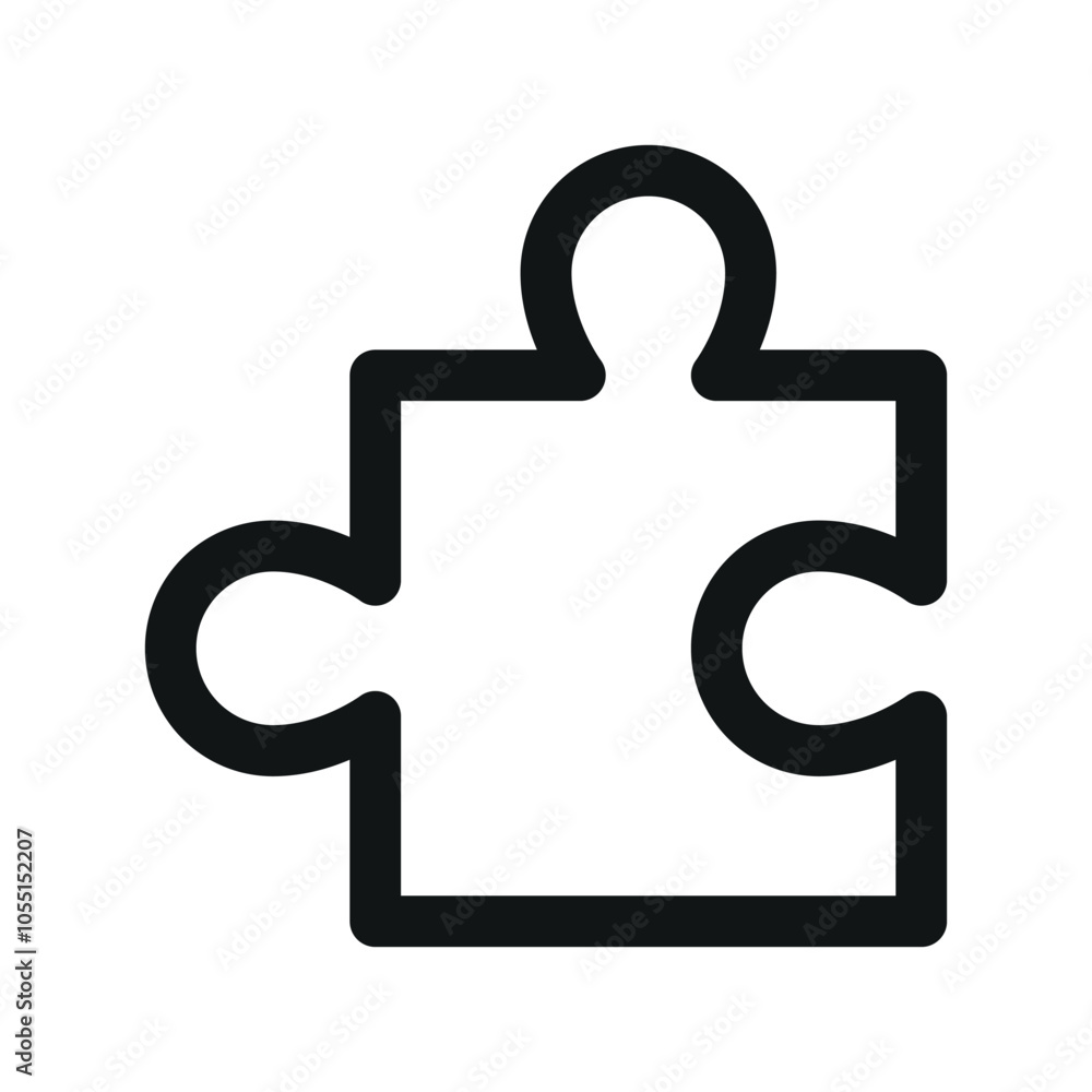 Puzzle piece UI icon, puzzle part simple line user interface vector symbol Puzzle piece UI icon, puzzle part simple line user interface vector symbol