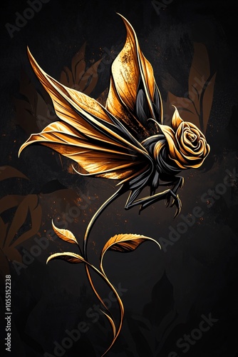 Golden Rose Fairy in Dark Fantasy Setting