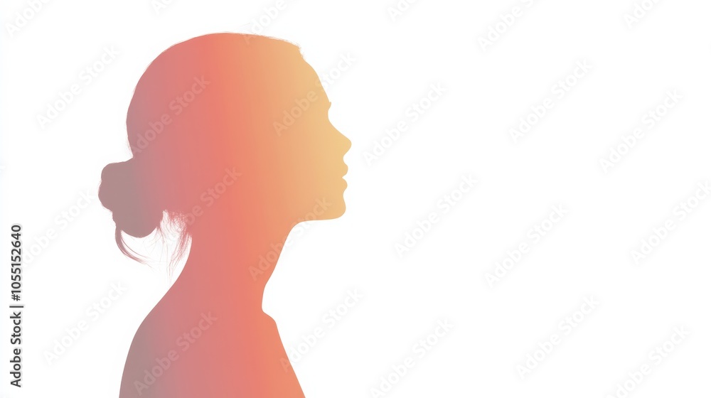 International Day for the Elimination of Violence against Women, A minimalist women's silhouette in soft colors on a white background. International Day for the Elimination of Violence against Women, A minimalist women's silhouette in soft colors on a white background.