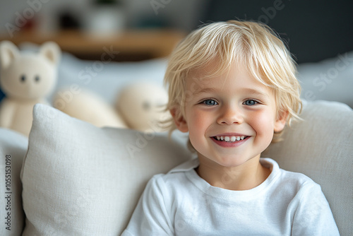 portrait of an white little boy with a smile