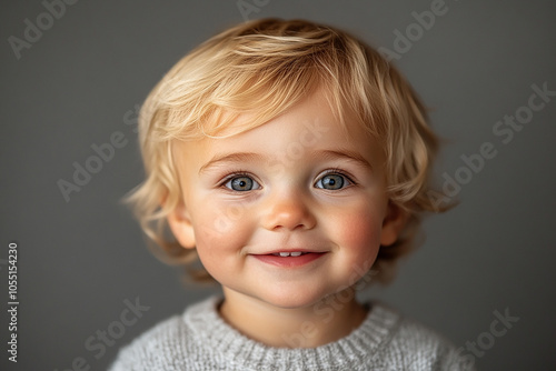 portrait of an white little boy with a smile