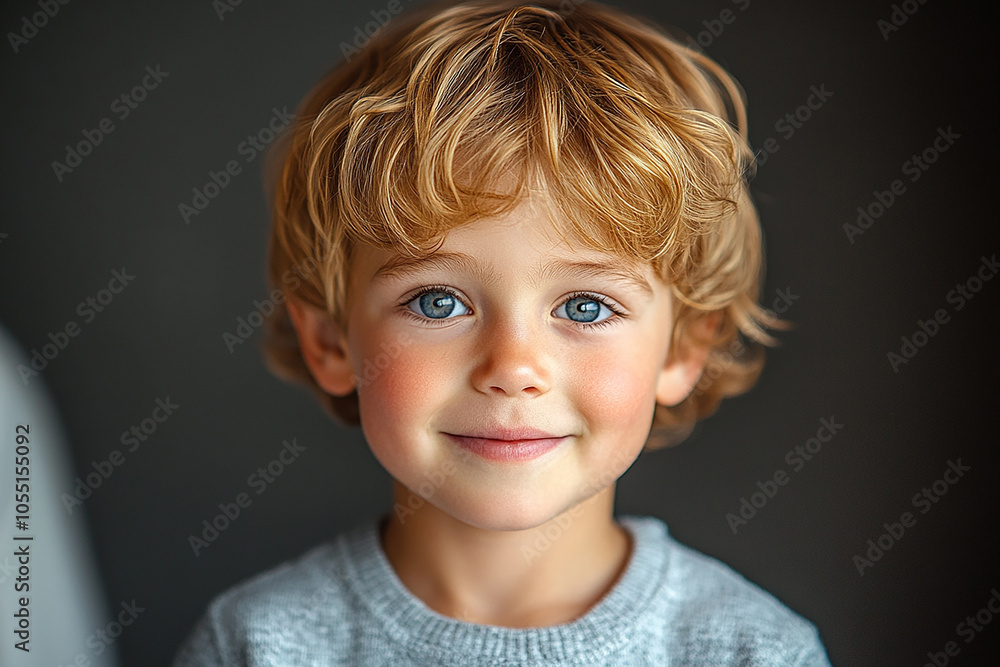 portrait of an white little boy with a smile