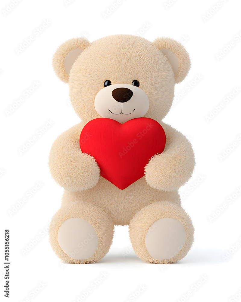 A cute teddy bear holding a red heart on a transparent background A cute teddy bear holding a red heart on a transparent background