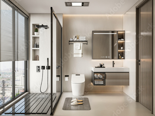 3d rendering modern luxury bathroom interior design inspirations