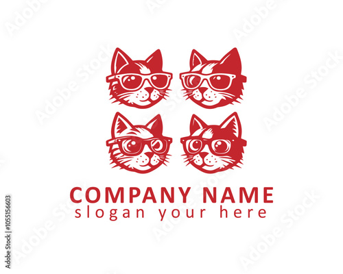 "Sleek cat logo with glasses, epitomizing style and intellect