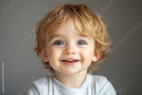 portrait of an white little boy with a smile