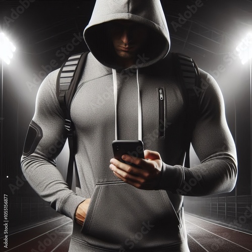  Athletic Hoodie A moisture wicking hoodie with a zippered pocke photo