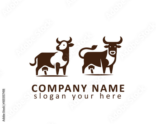 This logo features two stylized cows, perfect for a dairy or agricultural business