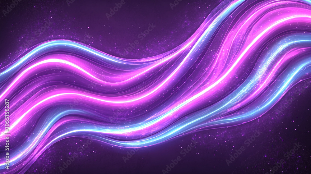 Abstract Glowing Lines on Purple Background - Digital Art Abstract Glowing Lines on Purple Background - Digital Art
