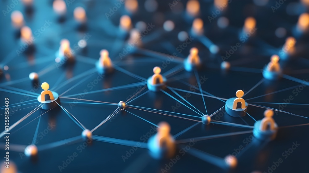 Digital Network of Business Contacts and Connections Symbolizing Professional Networking and Digital Network of Business Contacts and Connections Symbolizing Professional Networking and