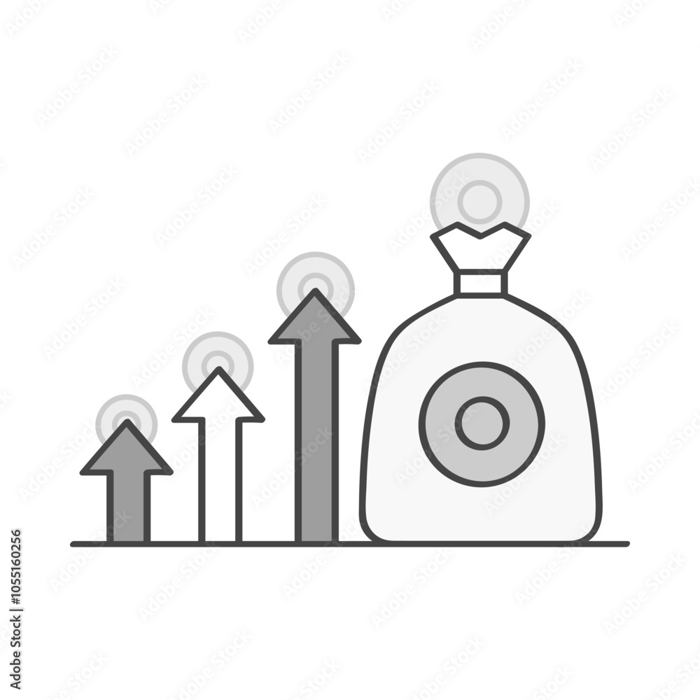 Economic Development Icon – Growth Arrows with Money Bag Symbolizing Economic Progress and Prosperity Economic Development Icon – Growth Arrows with Money Bag Symbolizing Economic Progress and Prosperity