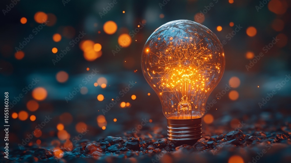 Glowing light bulb slowly dimming, symbolizing the gradual cognitive decline in Alzheimer's, neurons represented as fading sparks Glowing light bulb slowly dimming, symbolizing the gradual cognitive decline in Alzheimer's, neurons represented as fading sparks