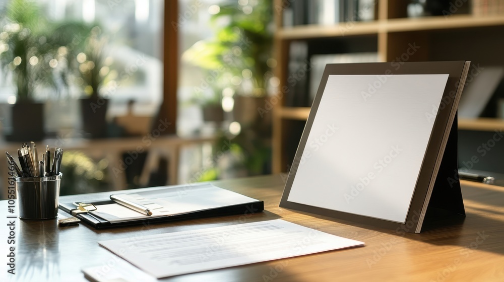 A stylish charter mockup sits on a desk, enhancing the professional office vibe A stylish charter mockup sits on a desk, enhancing the professional office vibe